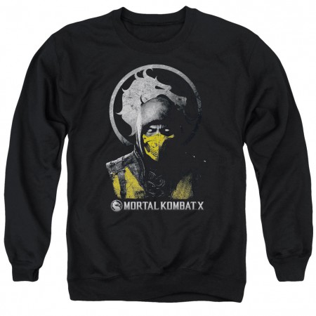 Mortal Kombat X Scorpion Bust Black Crew Neck Sweatshirt