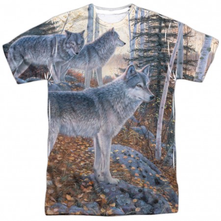 Wolf Pack Hunting and Fishing Two Sided Print Tshirt