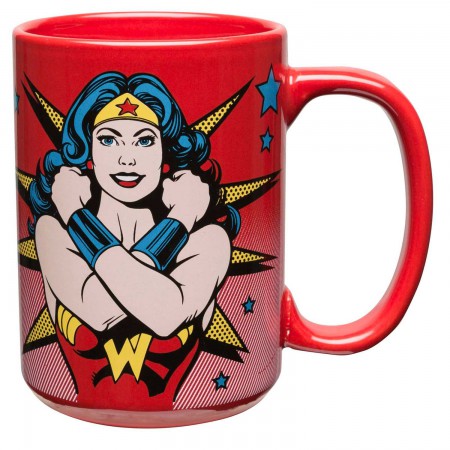 Wonder Woman Crossed Arms Red Coffee Mug