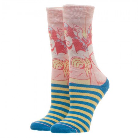 Wonder Woman Faded Neon Juniors Socks