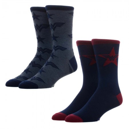 Wonder Woman Logos Men's Crew Socks 2 Pack