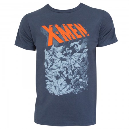 X-Men Men's Grey Group Fight T-Shirt