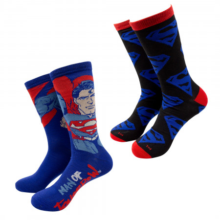 Superman Man of Tomorrow Crew Socks 2-Pack