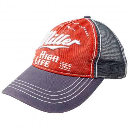 Miller High Life Beer Black And Red Adjustable Trucker Hat