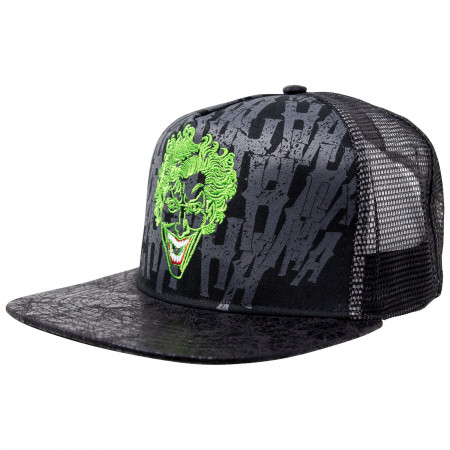 The Joker DC Comics Flat Bill Adjustable Black Mesh Snapback Hat