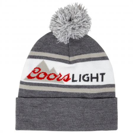 Coors Light Beer Grey And White Winter Pom Beanie