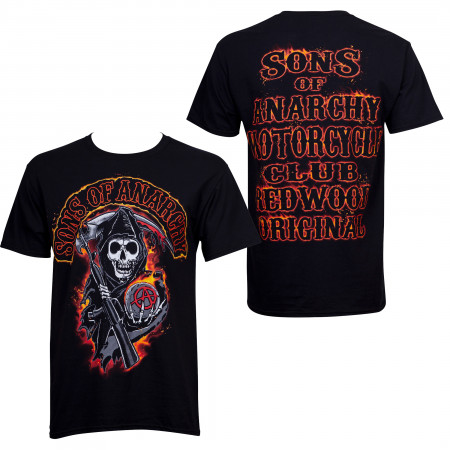 Sons of Anarchy Reaper in Flames Men’s Black T-Shirt