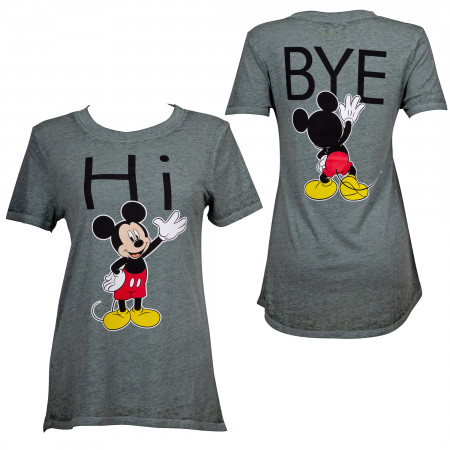 Mickey Mouse Hi Bye Juniors Fitted Grey T-Shirt