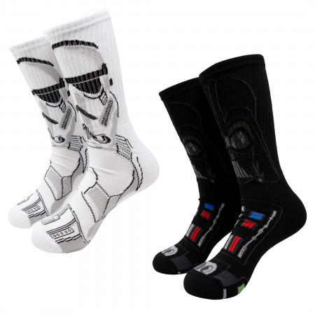Star Wars Darth Vader and Stormtrooper Character Crew Socks 2-Pair Pack