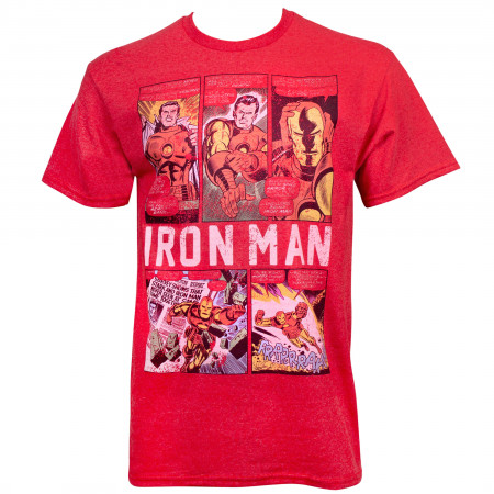 Iron Man Comic Panels Red Tshirt