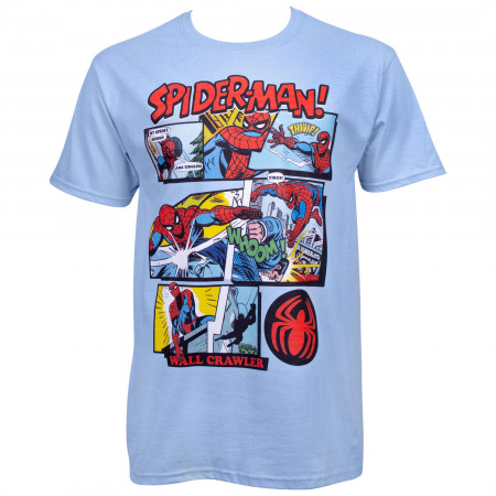 Spiderman Comic Panels Blue Tshirt