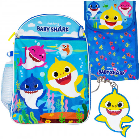 Baby Shark Backpack, Lunch Bag, Water Bottle 5-Piece Combo Set