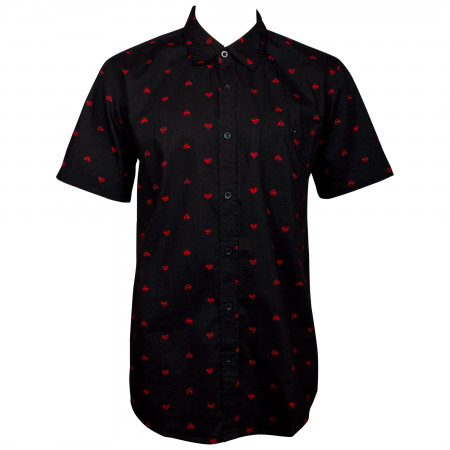Superman All Over Logo Men's Woven Black Button Down Shirt