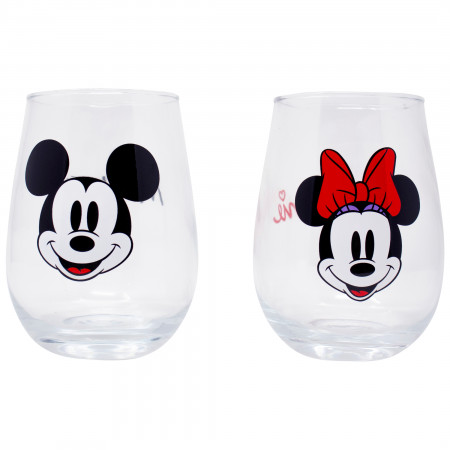 Mickey and Minnie Mouse Disney 2-Pack Stemless Wine Glass Set