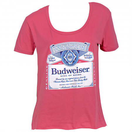Budweiser Beer Label Women's Swoop Neck T-Shirt