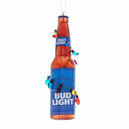 Bud Light Beer Bottle with Colorful Lights Holiday Ornament
