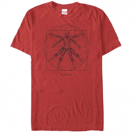 Spiderman Vitruvian Spider Red Mens T-Shirt
