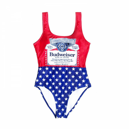 Budweiser Bottle Label and Stars Women's One Piece Swimsuit