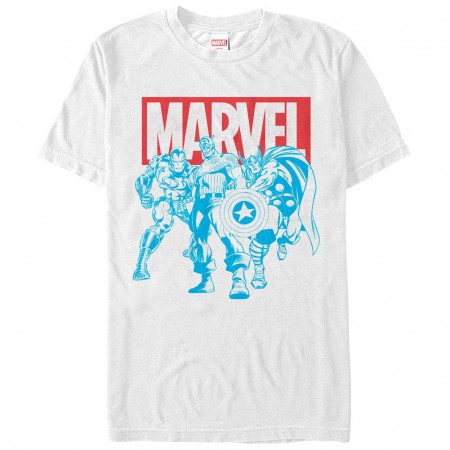 Avengers Red White Blue Avengers White Mens T-Shirt