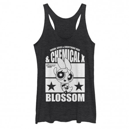 Power Puff Girls Chemical X Blossom Black Juniors Racerback Tank Top