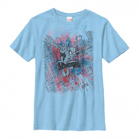 Spider-Man Sketched Out Blue Youth T-Shirt