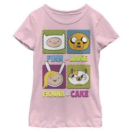 Adventure Time Finn Jake Fionna Cake Youth Girls Pink T-Shirt