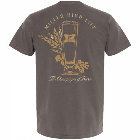 Miller High Life The Champagne of Beers Garment Dyed Grey Front and Back T-Shirt