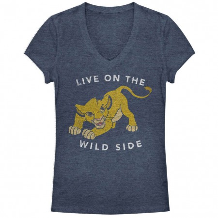Disney Lion King Wild One Blue Juniors V Neck T-Shirt