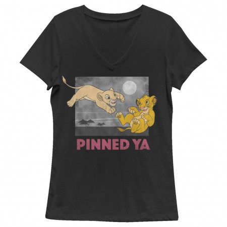 Disney Lion King Pinned Ya Black Juniors V Neck T-Shirt
