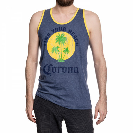 Corona Extra Find Your Beach Faded Blue Tank Top