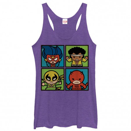 Marvel Teams Kawaii Heros For Hire Purple Juniors Racerback Tank Top
