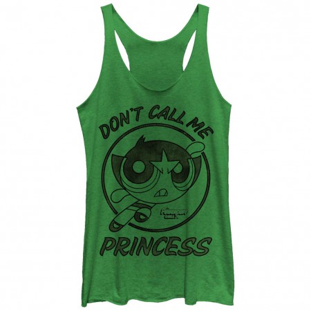 Power Puff Girls Buttercup Don't Call Me Princess Green Juniors Racerback Tank T