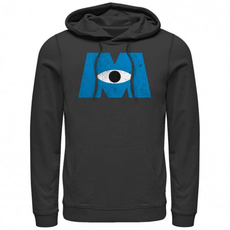 Disney Pixar Monsters Inc University Distressed Logo Black Lightweight Hoodie