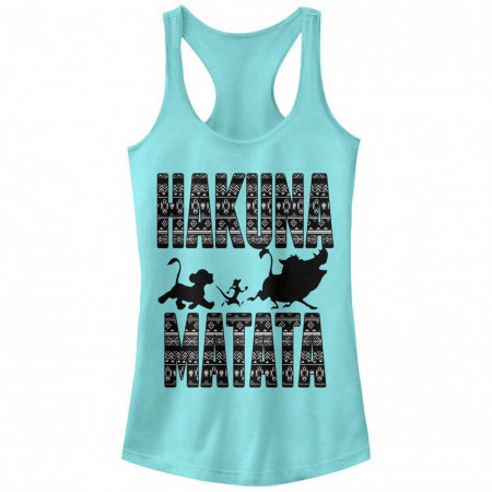 Disney Lion King Hakuna Print Blue Juniors Racerback Tank Top