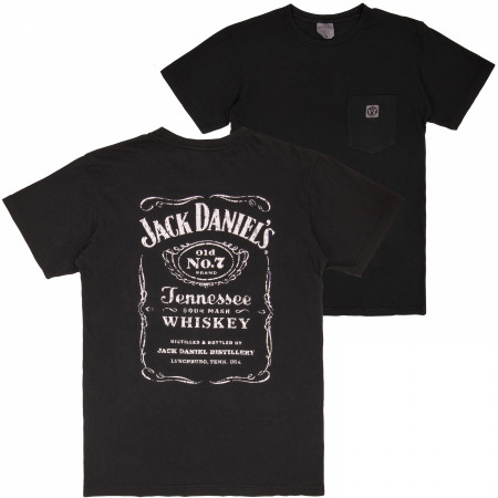 Jack Daniel's Distressed Front & Back Print Embroidered No.7 Pocket T-Shirt