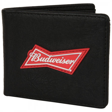 Budweiser Black Bifold Wallet w/ Logo Patch and Flip-up ID Window