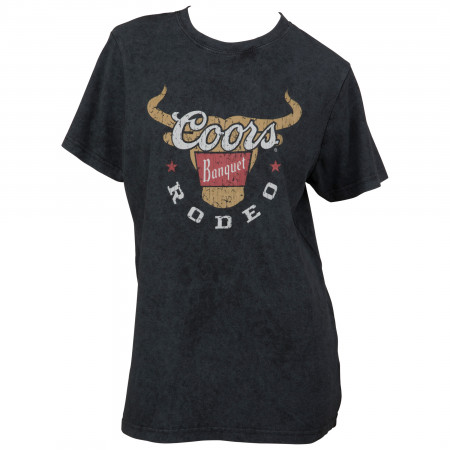 Coors Banquet Rodeo Long Horns Logo Distressed Women's T-Shirt