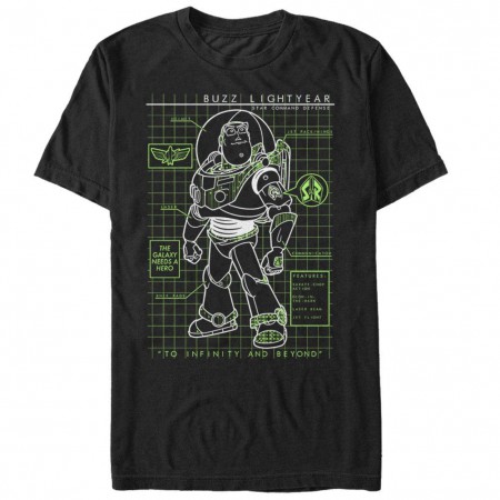 Disney Pixar Toy Story 1-3 Buzzin Schematic Black T-Shirt