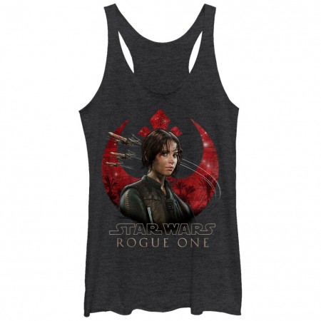 Star Wars Rogue One Tasked Black Juniors Racerback Tank Top