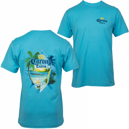 Corona Extra At The Beach Aqua Front and Back T-Shirt