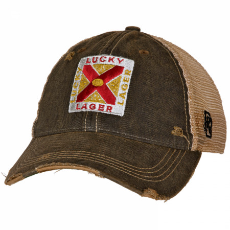 Lucky Lager Vintage Logo Distressed Trucker Hat