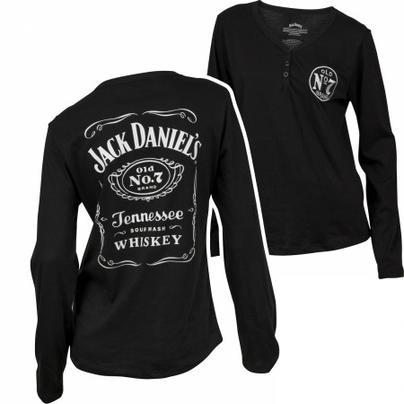 Jack Daniel's Label Women's Long Sleeve Henley Shirt