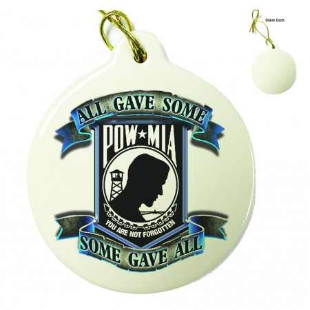 POW All Gave Some Blue Porcelain Ornament