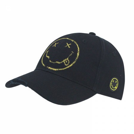 Nirvana Happy Face Logo Distressed Snapback Hat