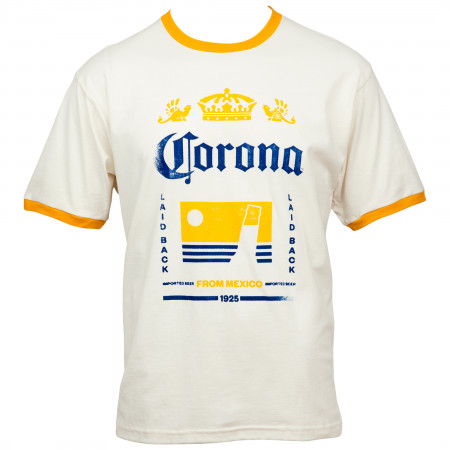 Corona Extra Crown Logo From Mexico 1925 Faded Ringer T-Shirt