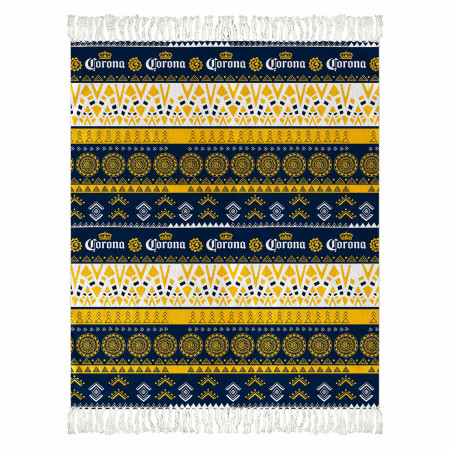 Corona Extra Fiesta Tapestry Patterns 50'x60' Beach Throw with Tassels