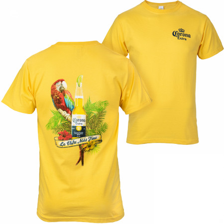 Corona Extra Parrot La Vida Mas Fina Banana Front and Back T-Shirt
