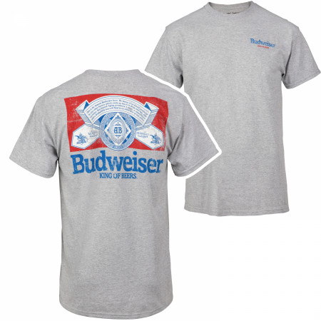 Budweiser Distressed Logo Front and Back Print T-Shirt