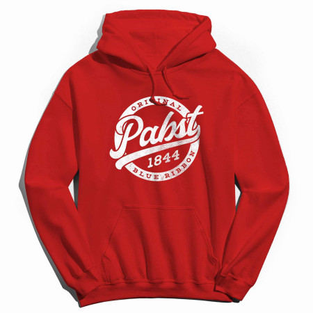 Pabst Blue Ribbon Circle Logo 1844 Red Colorway Hoodie